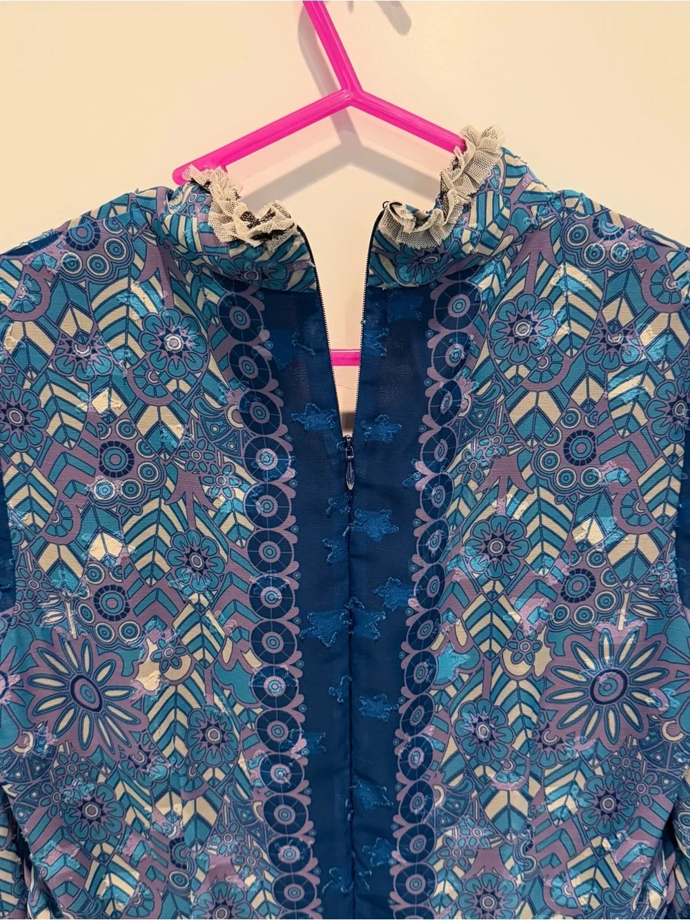 Anna Sui Women's Dress Sz 2 Peacock Hidden Zipper Down Back Embellished Lined - Picture 6 of 8